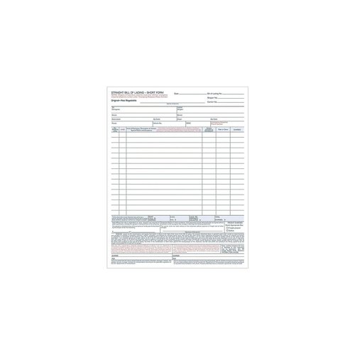 TOPS Bill of Lading, Three-Part Carbonless, 8.5 x 11, 50 Forms Total