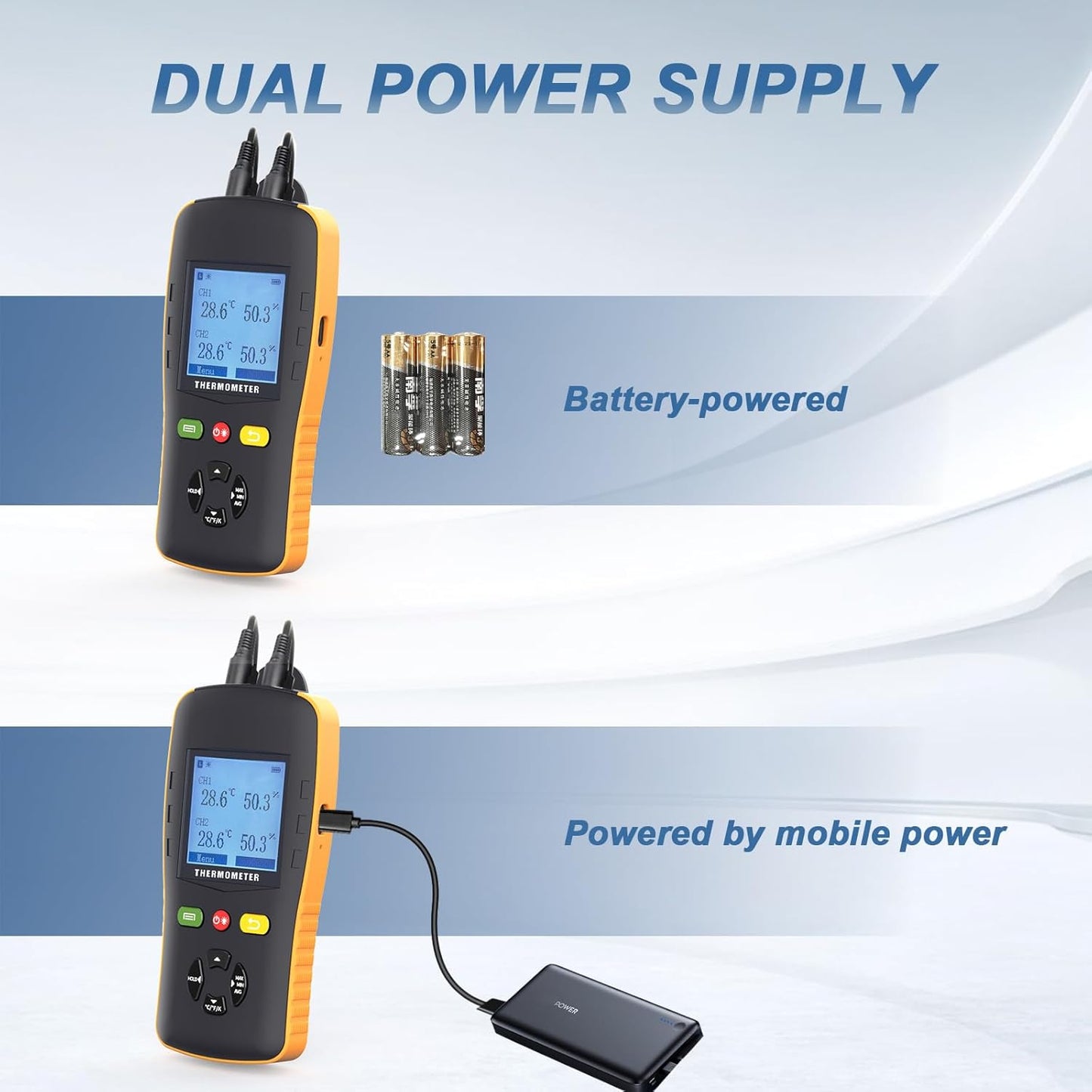 Tzone Temperature & Humidity Data Logger - Dual Channel USB Probe for Accurate Readings | Ideal for Greenhouses & Labs