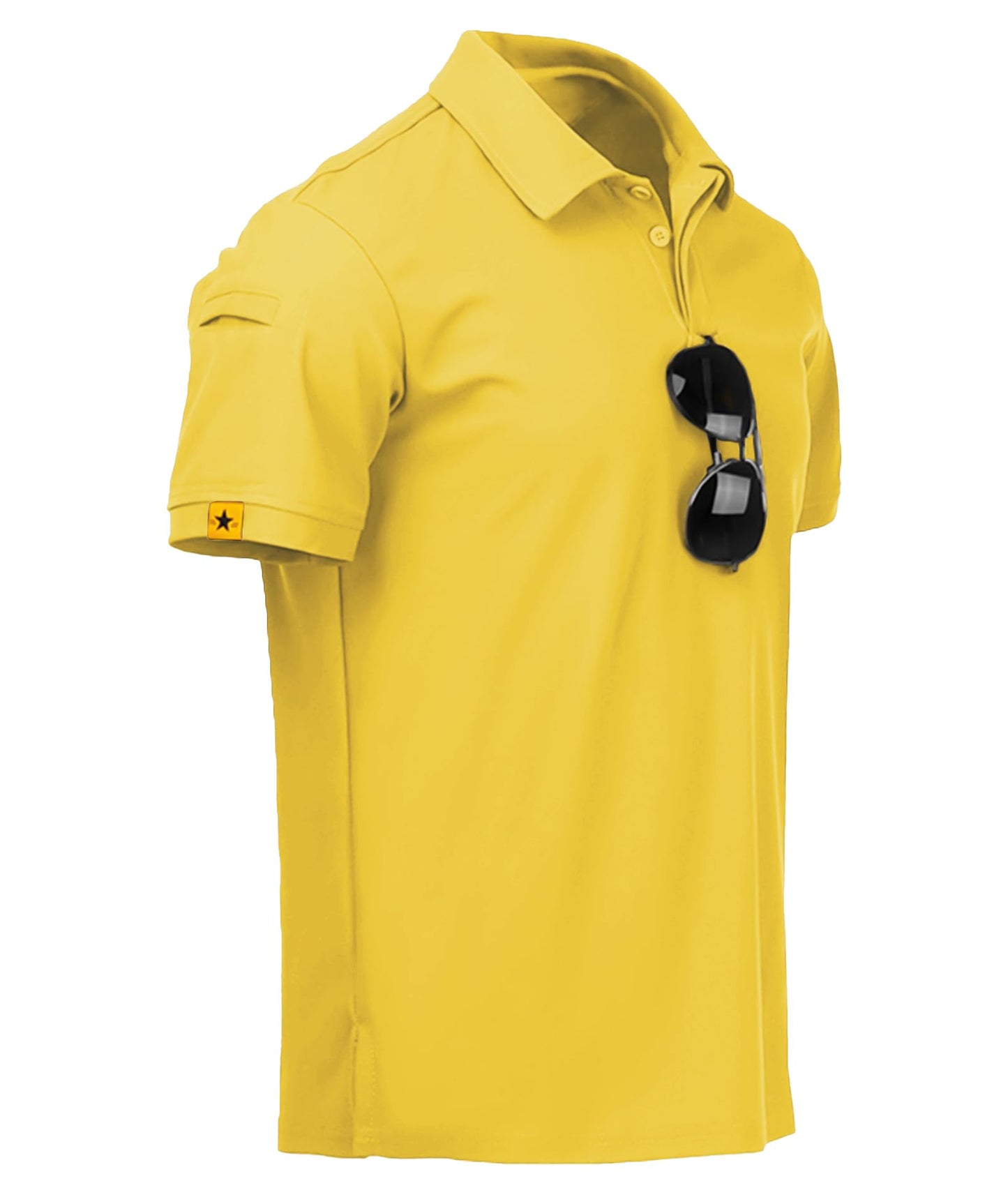 ZITY Mens Polo Shirt Short Sleeve Sports Tactical T-Shirt Athletic Golf Polos Daily Casual Stylish Collared Shirts for Men Pale Yellow X-Large