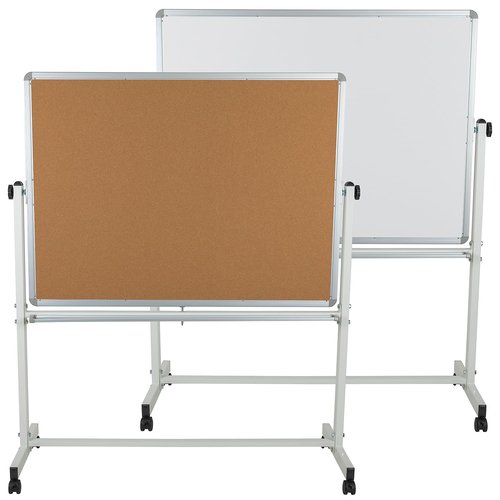 Flash Furniture HERCULES Series 45.25"W x 54.75"H Double-Sided Mobile White Board with Pen Tray