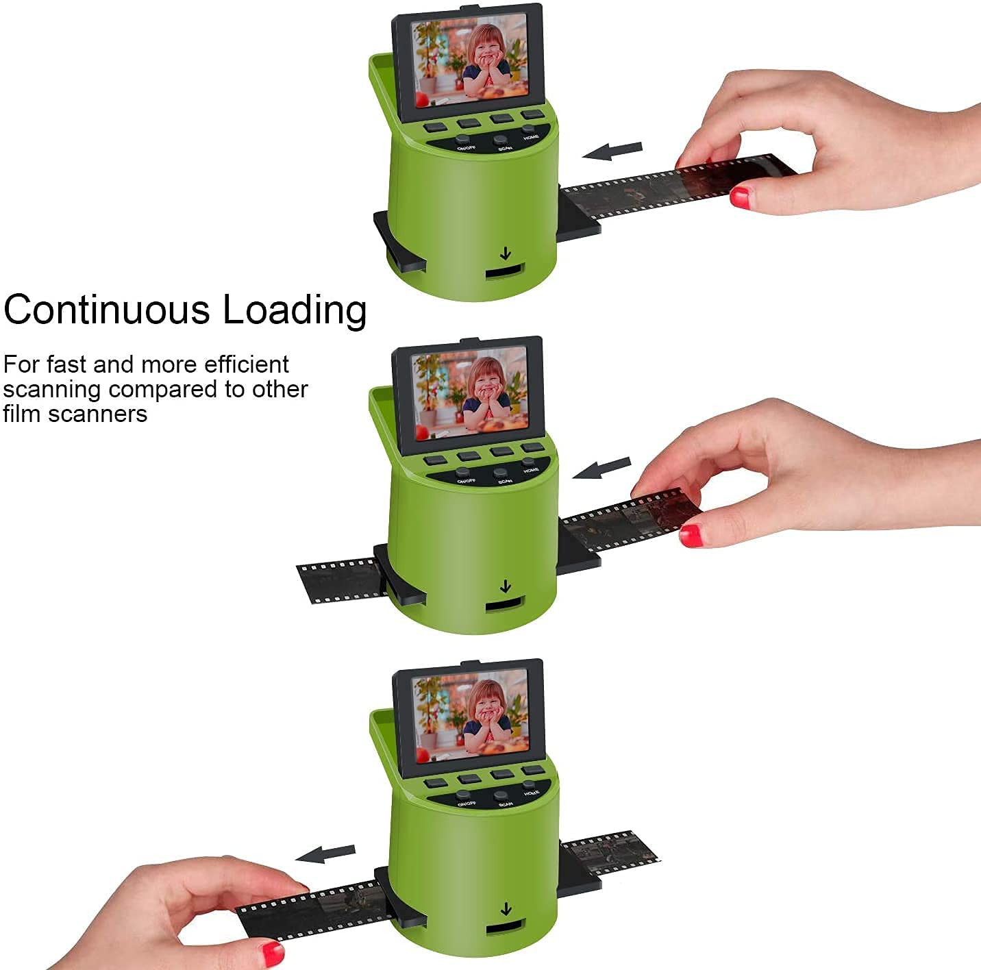 Wireless Digital Film Scanner with 22MP, Converts 35mm, 126, 110, Super 8 Films, Slides, Negatives to JPEG, Tilt-Up 3.5" Large LCD, Transfer Pictures to Phones Via WiFi Connection, MAC &PC Compatible
