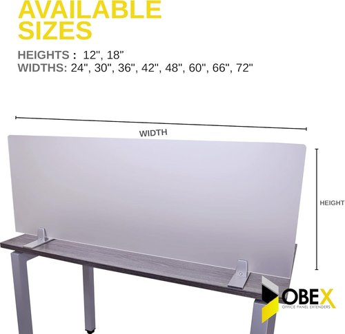 OBEX Acrylic Free Standing Screen, Divider for Desk Privacy Home & Office Partitions for Table Top Workstation, Portable Cubicle Panel for Work, 18" x 60", Frosted