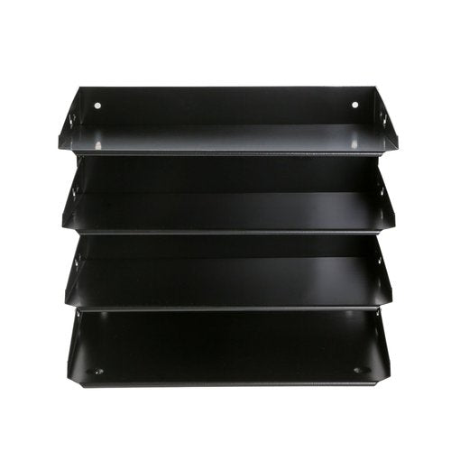 Huron Desktop Horizontal 4-Slot File Binder Organizer Storage Letter Tray, Black Commercial Grade Steel