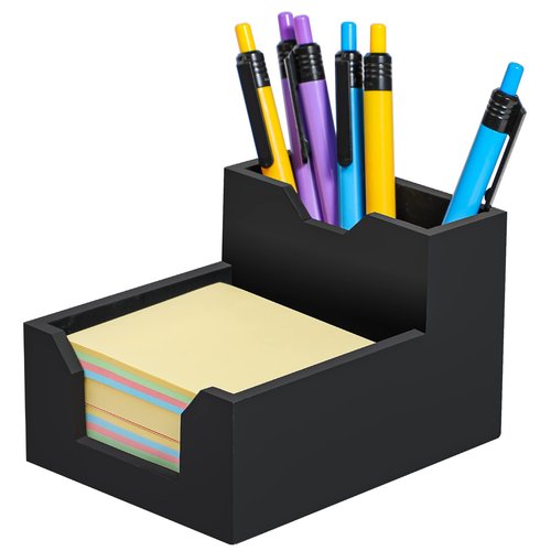 Kamehame Black Sticky Note Holder, Silicone Memo Holder with Pen or Card Slots, Sticky Note Dispenser, Fits 3x3 Inches Sticky Notes