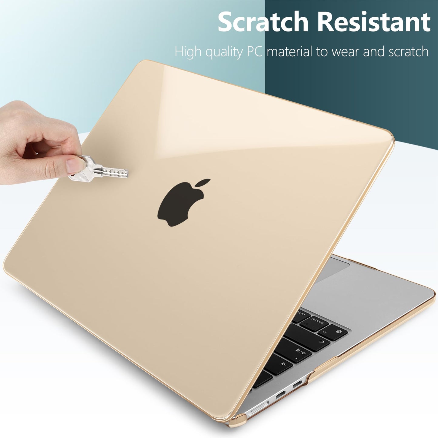 TWOLSKOO Compatible with MacBook Air 13 inch Case M5 2026 M4 M3 M2 2025-2022 A3449 A3240 A3113 A2681, Plastic Hard Shell & Keyboard Cover & Screen Film for MacBook Air 13.6 inch, Crystal Peach Fuzz