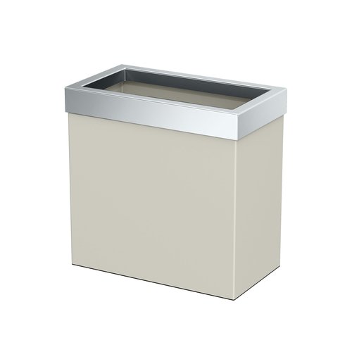 Gatco Modern Rectangle Wastebasket, Matte Pearl and Chrome Combo - Stainless Steel Trash Can with Removable Lid, Leakproof, 3 Gallon Capacity for Bathroom, Bedroom, Kitchen, or Office