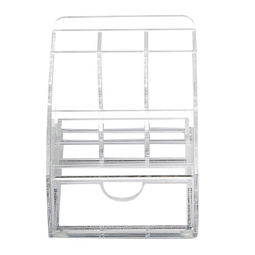 Ikee Design Acrylic Premium Desktop Office Supplies Organizer with Post It Note Pad Holder, Mail Storage and 3 Pencil Slots, Office Tool Storage Case, 3 7/8 W x 5 7/8 D x 3 1/2 H in