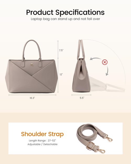 LOVEVOOK Laptop Tote Bag for Women with Large Cup Holder, 15.6 Inch PU Leather Work Bag Teacher Tote Bag, Waterproof Computer Bags Business Office Briefcase Handbag