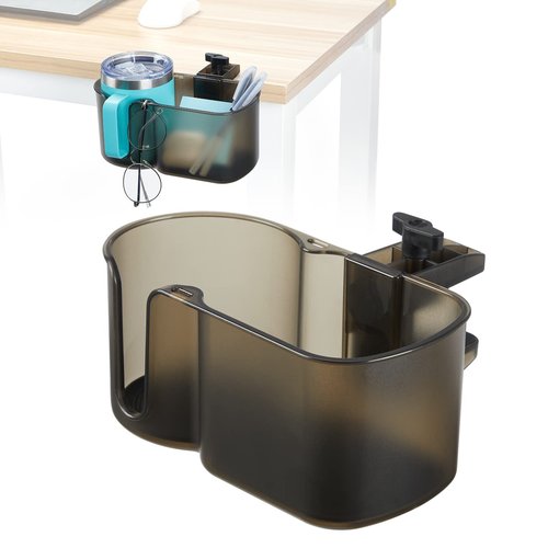 KEMIMOTO Desk Cup Holder, Caddy Table Organizer for Office Table, Lawn Chair, Golf Cart, Pontoon Boat, Suitable for Most 18-32 oz Bottles, Transparent Brown