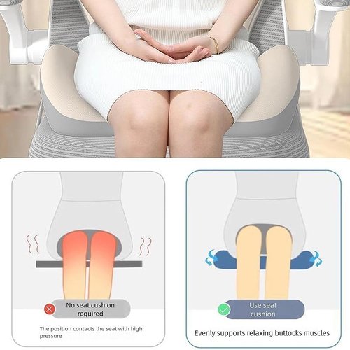Sweevly Posture and Seat Cushion, Memory Foam L-Shaped Integrated Seat Cushions with Back Support for Tailbone Pain Relief, One-Piece Cushion for Office Chair & Car Seat, Non-Slip Bottom (Black)