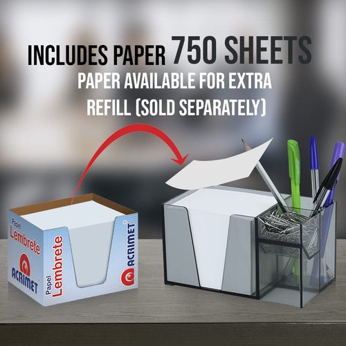 Acrimet Desktop Organizer Pencil, Pen, Paper, Clip, Caddy Holder (Plastic) (White Paper Included) (Clear Smoke Color)