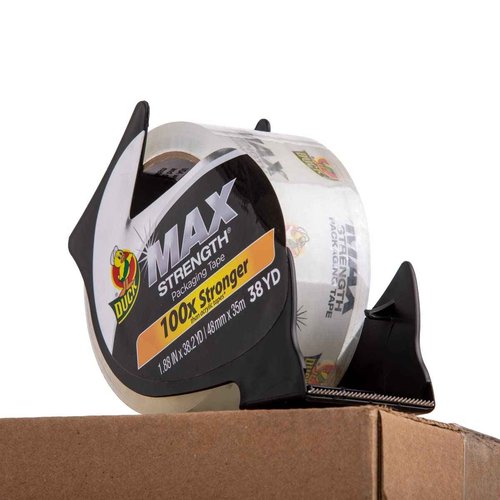 Duck Max Strength Clear Packing Tape Refills – 12 Rolls of Maximum Strength Heavy Duty Packaging Tape for Shipping & Moving Boxes - 3" Core - 1.88 Inch x 54.6 Yards - Clear (287734)