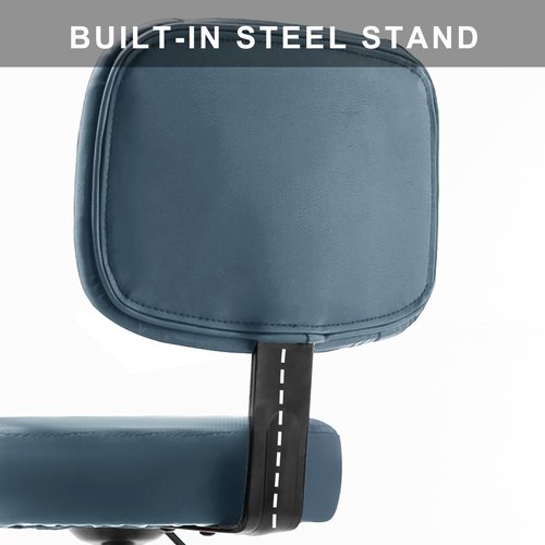 CoVibrant Heavy Duty Garage Stool with Ergonomic Backrest - Lockable Rubber Wheels & High Footrest, 360° Swivel, Adjustable Height for Work Shop Workbench, 350lbs Capacity (Blue, 26"-31")
