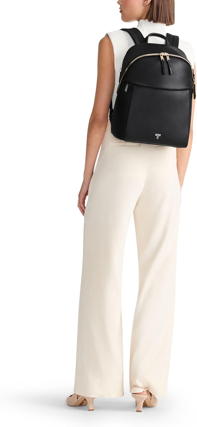 TUMI - Voyageur Holland Backpack - Women's Leather Travel Bag - Fits Up to 14" Laptop - Black with Gold Hardware