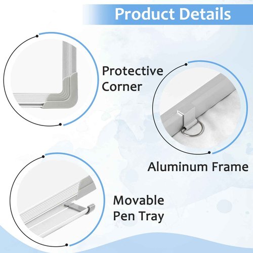 AMUSIGHT 36" x 24" White Board & Cork Board Combo for Wall, Magnetic Double-Sided Dry Erase Board Cork Board Combination Hanging Whiteboard for Planning, Memo, School, Home, Office