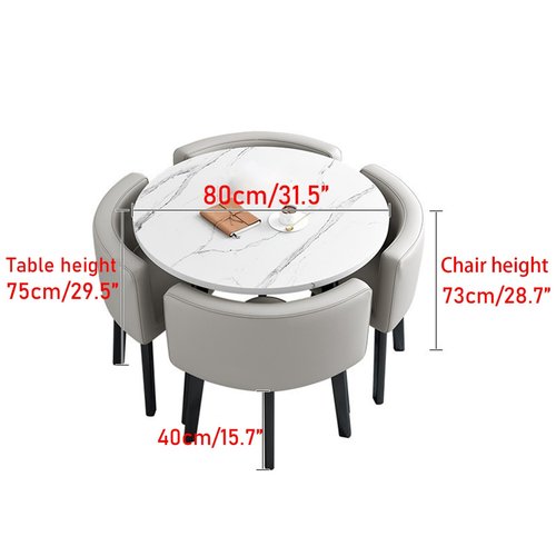 Round Reception Negotiation Table, Conference Room Coffee Table and Chair Set Small Meeting Room Table, Office Reception Round Table Simple Kitchen Dining Table Set 1 Table 4 Chairs(I)