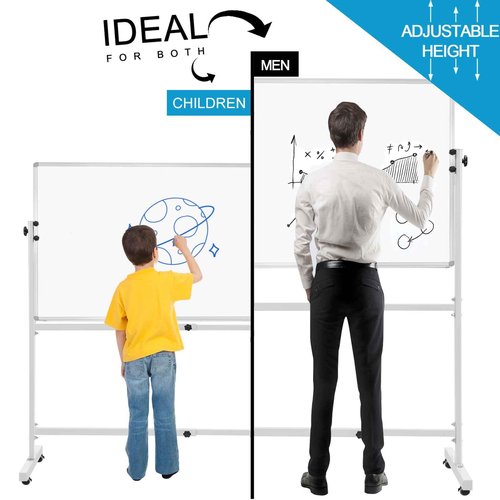 Max-officoo Mobile Whiteboard with Rolling Stand 36"x24" Portable Single-Sided Magnetic Dry Erase Board on Wheels Included 20 Magnets, 2 Markers & 1 Eraser