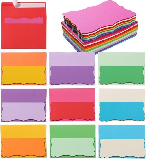 Skiennix A7 Envelopes - 100 Pack of Colorful Self-Adhesive Blank Cards | Perfect for Invitations