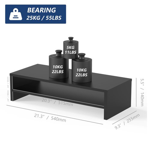 FITUEYES Monitor Stand - 2 Tier Computer Monitor Riser with 21.3 Inch Shelf, Wood Desktop Stand for Laptop Computer Screen, Desk Organization, Office Supplies