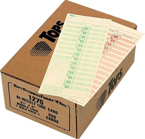 Lathem 1275 Time Card - Bi-Weekly, Two-Sided, 3.5 x 9 Inches | Box of 500