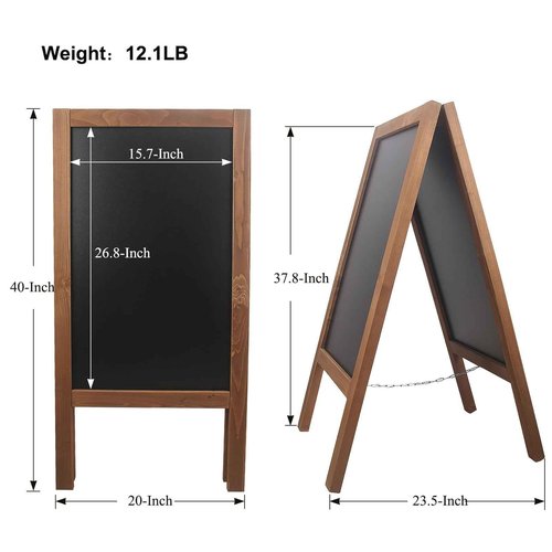 HUAZI Chalkboard Sign 40x20'' Outdoor Chalk Board Signs Sandwich Board Sign Wooden A Frame Sidewalk Sign Large Standing Chalkboard with Liquid & Solid Chalk for Party Wedding Restaurant