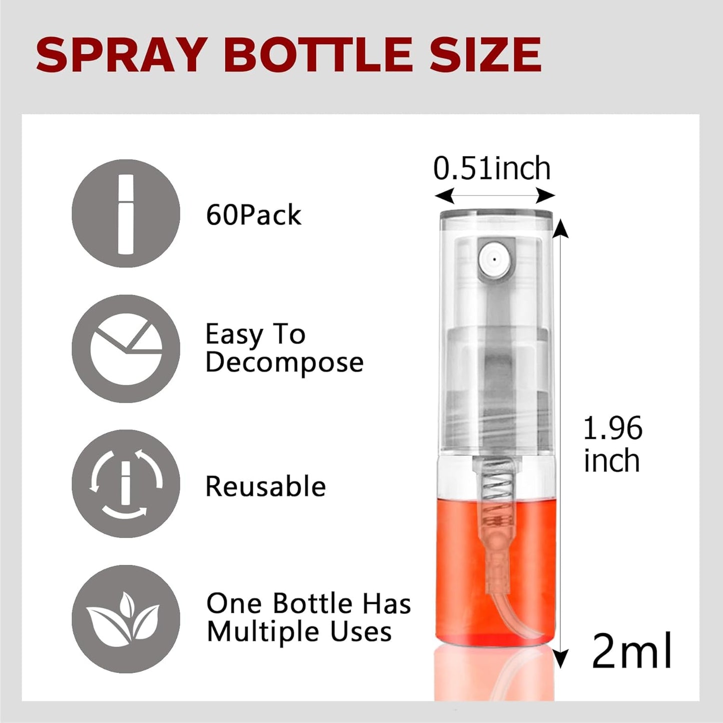 Skiennix Mini Spray Bottle - Refillable Glass Atomizer for Perfume & Essential Oils | 2ml, 60 Pcs