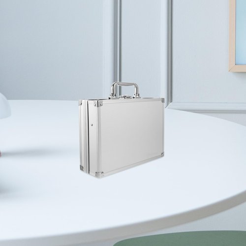 minkissy Aluminum Briefcase Tool Storage Box Lightweight Portable Multi-functional Aluminum Alloy Toolbox with Lock for Travel Work and Cosmetic Organization