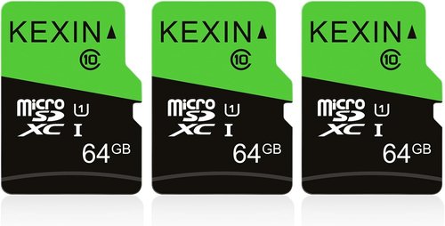 KEXIN 64GB Micro SD Card - High-Speed UHS-I C10 U1 Memory Cards with SD Adapter | 3-Pack for Tablets & Drones