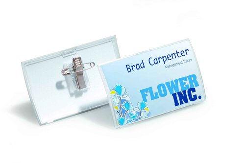 Durable Click-Fold Name Convex Badge with Combi Clip Transparent - Perfect for Events and Visitor Management - Pack of 25