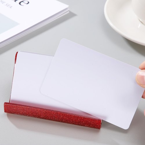 uxcell 3pcs Business Card Holder for Desk, Acrylic Bling Business Name Card Organizer Desktop Card Rack Display Stand for Office Exhibition Meeting Home, Red
