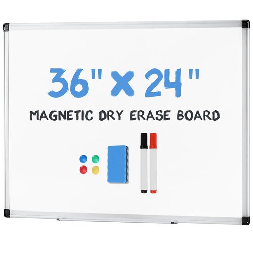 DUMOS Magnetic White Board, 36 X 24 Inches Dry Erase Board for Home Office School,Sliver Reinforced Aluminum Frame