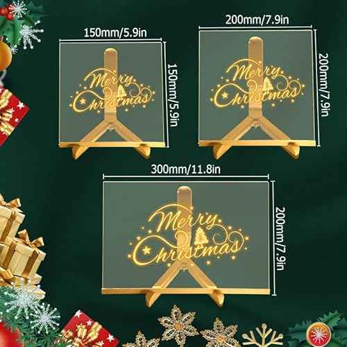 LED Note Board with Colors, Light Up Acrylic Message Board, Led Drawing Board, Illuminated Acrylic Notepad with Adjustable Stand and 7 Pens (7.9" ¡¿ 7.9")