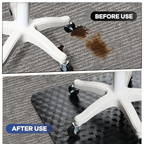 BesWin Office Chair Mat for Carpet, 48" x 30" Computer Desk Chair Mat for Low Carpeted Floors, Thick and Sturdy Carpet Protector for Rolling Chairs, Easy Glide Floor Mat for Home, Gaming (Black)