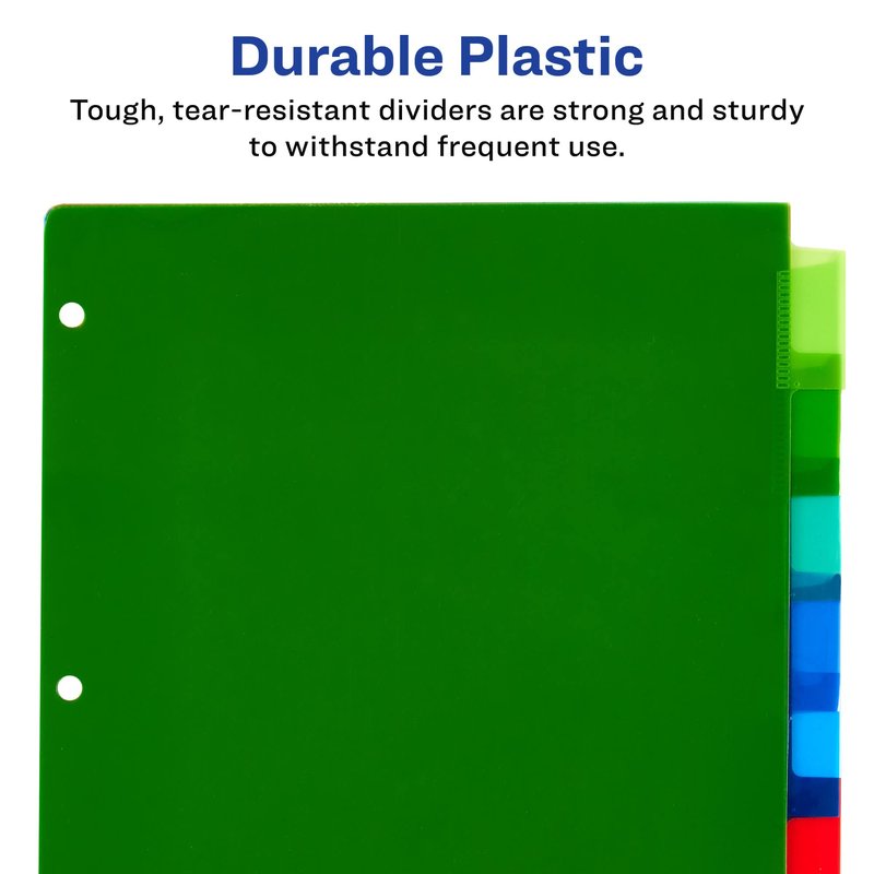 Avery Dividers for 3 Ring Binders, 8-Tab Plastic Binder Dividers Insertable Big Tabs, Multicolor, 1 Set (11901)
