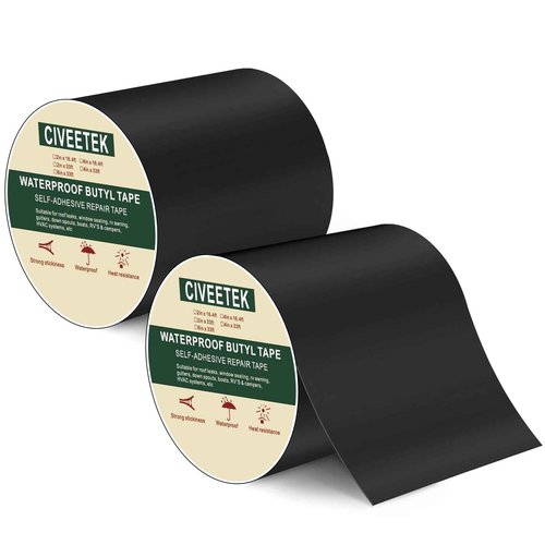 Waterproof Butyl Tape 6in x 66ft Black Joist Tape for Decking, Outdoor Leak Repair Duct Tape All Weather Rubber Butyl Tape for Pipe RV Awning Sail Metal Roof Window Sealing