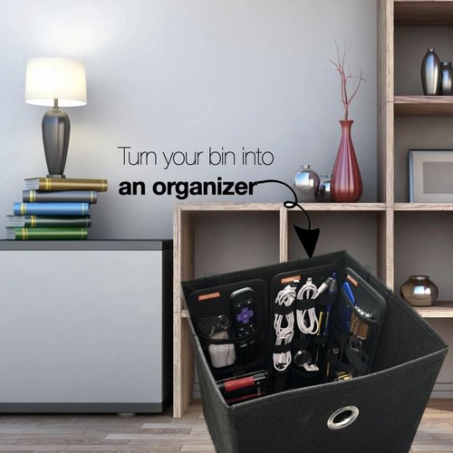 BINGANIZER Travel, Drawer, Bin organizers, All Purpose Organizers, Elastic Panels for Cables, Cords, Electronics, Suitcase, Tactical Organizer Board for Junk Drawer and Bin, 2 packs (Style C only)