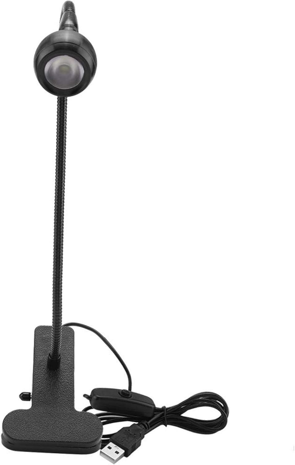 Skiennix USB LED Gooseneck Table Light - Eye-Caring Headboard Lamp for Home Study | Black Warm, Clip-On Design