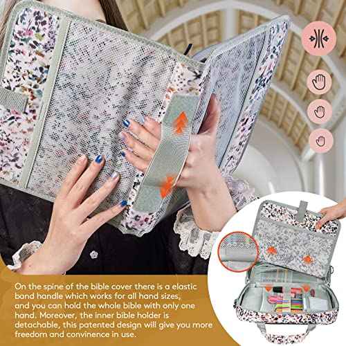 Deluxe Bible Cover Case with Gift Box ? Crossbody Bible Bag with Bookmarks, Pens & Stickers, Perfect for Bible Lovers, Purple