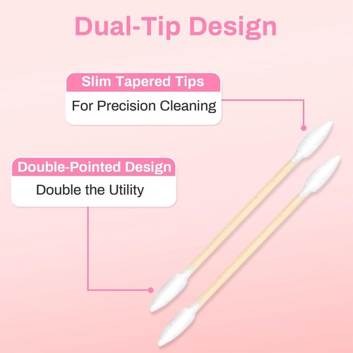 Skiennix 900pcs Pointed Cotton Swabs - Precision Tip Bamboo Sticks for Makeup & Ear Wax Removal