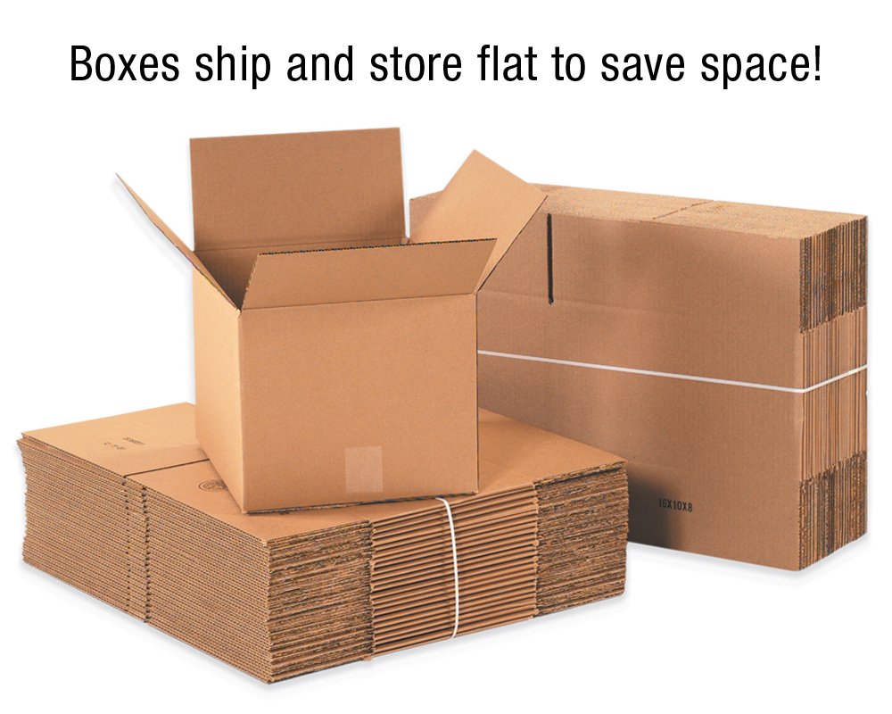 Box USA Moving Boxes, 22"L x 6"W x 16"H 5-Pack Large Side Loading Corrugated Cardboard Box for Packing, Shipping and Storage