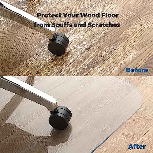 Yecaye Office Chair Mat for Hardwood Floor, 36" x 48" Clear Computer Desk Chair Mat, PVC Heavy Duty Floor Protector for Rolling Chairs, Can't be Used on Carpet(Transparent, 36" x 48")