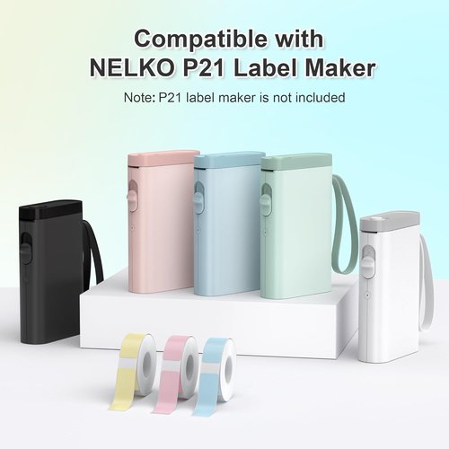 Nelko P21 Label Maker Tape - Genuine 14x40mm Laminated Replacement Labels | 180 Tapes/Roll