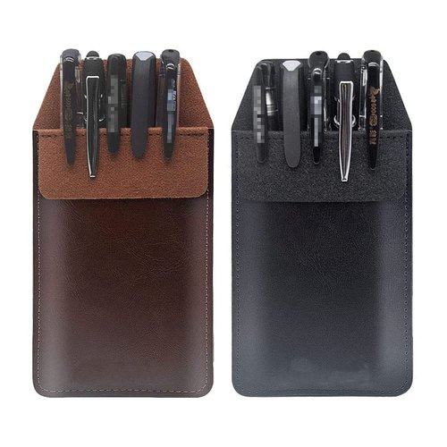 2PCS Leather Pocket Protector Pen Pouch Holder Organizer for Shirts Lab Coats Pants Pen Sleeve Pen Pocket Holds Pens Pointers Pencils and Notes Card for School Office Hospital Supplies(black,brown)