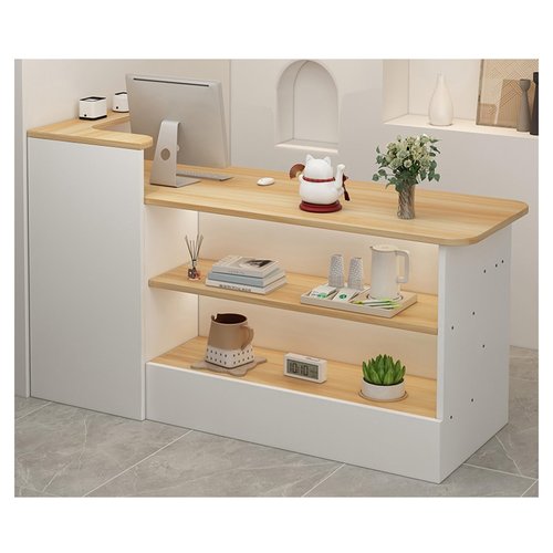 ZXCASDF Reception Desk,Cashier Counter Desk,Front Desk Reception Counter Table,Front Office Desk，Modern Retail Counter Workstation for Salon Clothing Store Restaurant(A-Light Walnut,120cm/47.2in)