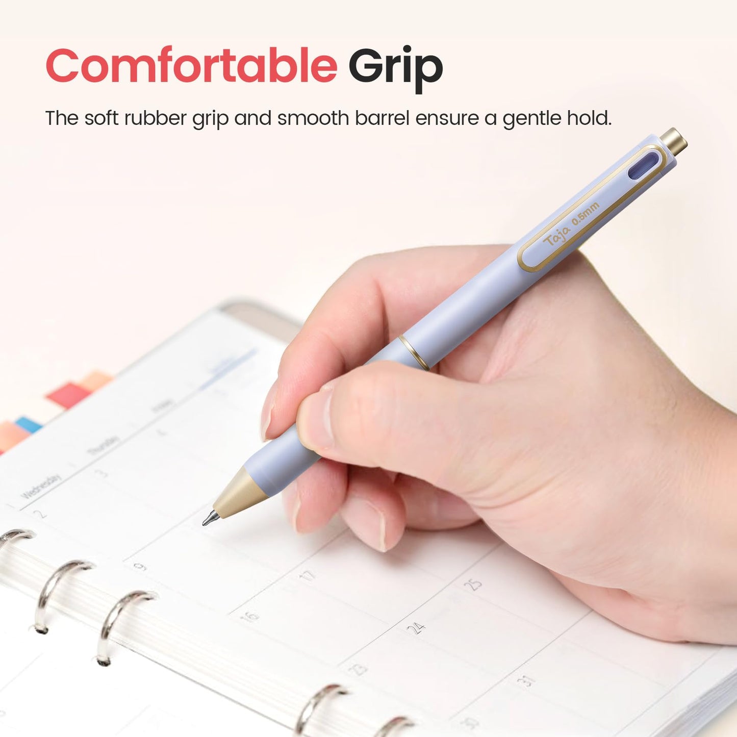 Taja Gel Pens, 6 Pcs Quick Dry Black Gel Ink Pens, 0.5mm Fine Point Smooth Writing Pens for Journaling and Note Taking, Cute Aesthetic Pens for Women & Men-Pastel