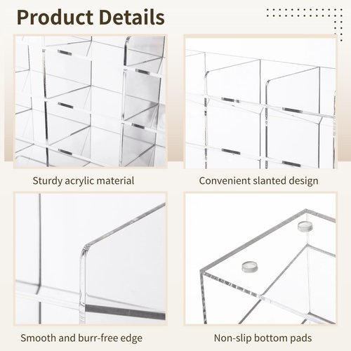 Toyoget Clear Acrylic Pen Holder, Large Capacity Vertical Marker Pen Organizer Desktop Display Storage Container for Office Stationery Pencil Art Supplies, 13 x 4.1 x 10.2 Inch