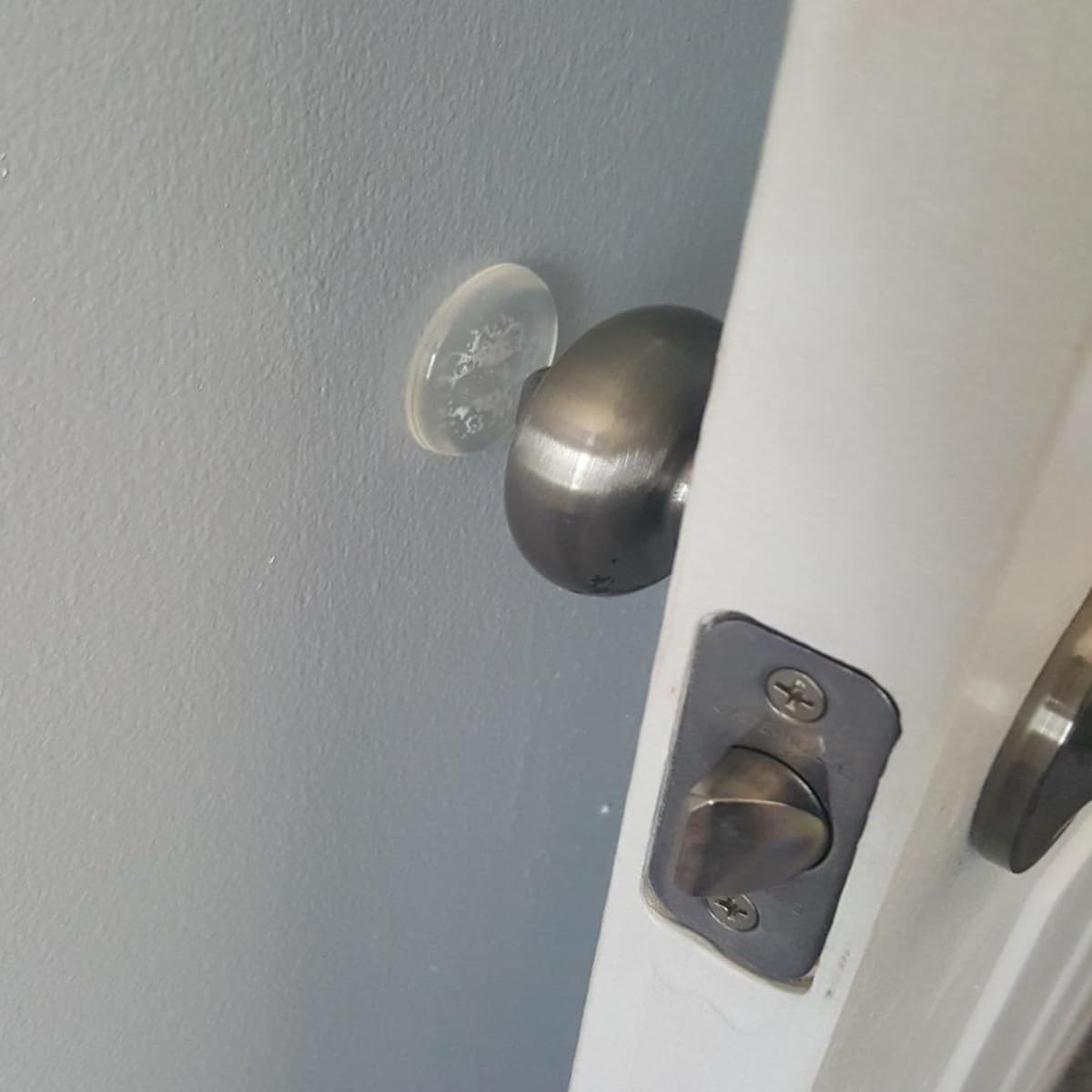 Strongest Wall Door Handle Stopper - 6 PCS Clear Round Rubber Door Knob Wall Shields, Guard Cushion Bumper Protectors for Wall - Stronger Self-Adhesive Silencer (1.57" 6PCS, Clear)