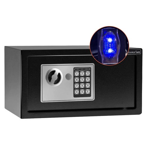 JUGREAT Safe Box with Sensor Light,Electronic Digital Security Safe Steel Construction Hidden with Lock，Wall or Cabinet Anchoring Design for Home Office Hotel Business 0.55 Cubic Feet Black
