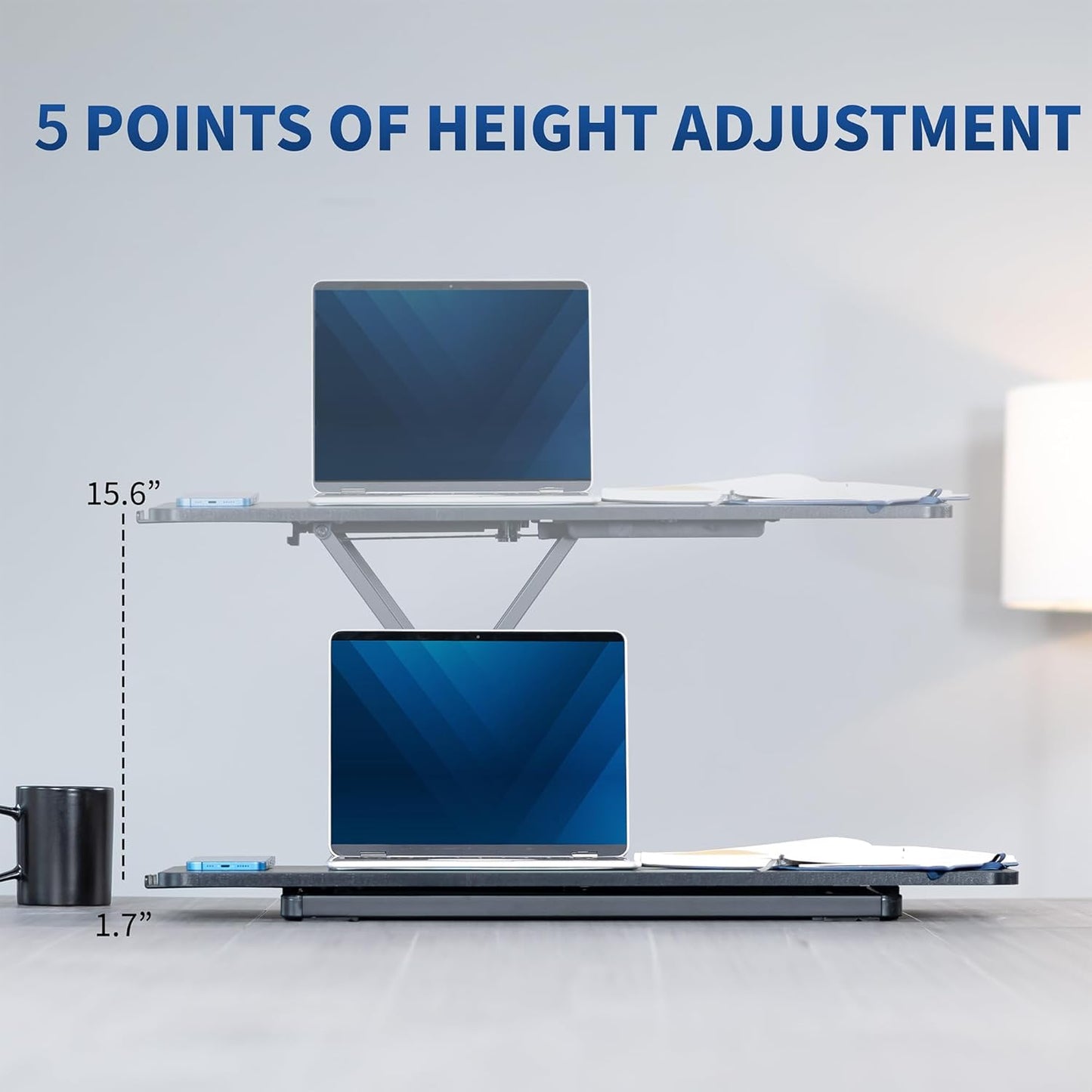 VIVO Height Adjustable Keyboard and Mouse Riser - Ergonomic 30-Inch Scissors Lift Desk | Black, DESK-V030A