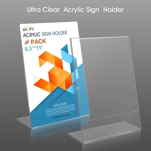 SVOPY Acrylic Sign Stand Holders - 8.5 x 11 Inches Clear Plastic Table Paper Display Stand, Suit for Displaying Posters, Picture, Flyers, Menu - 24 Pack